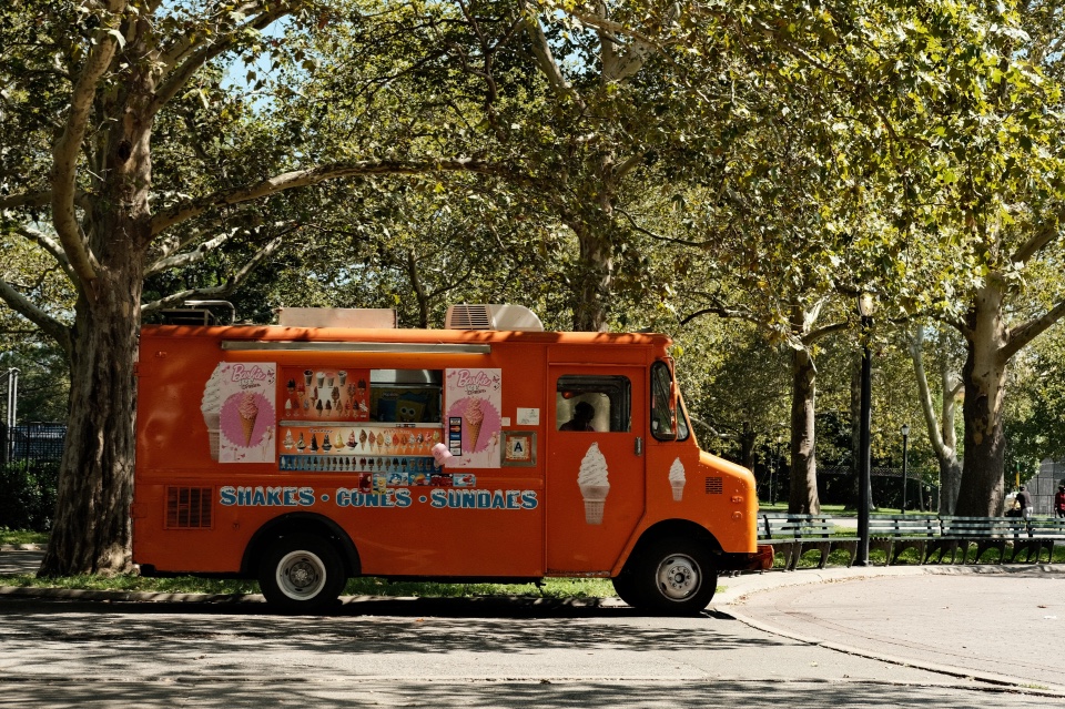 An ice cream truck parked in Flushing Meadows Corona Park