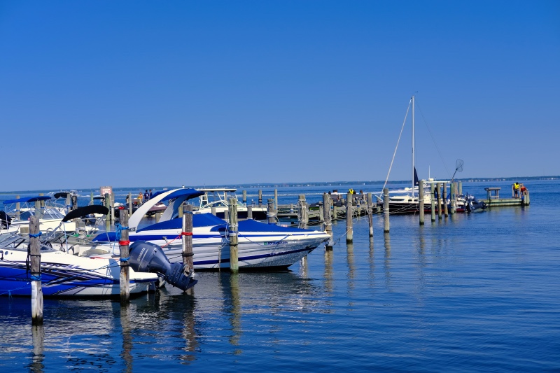 Boats docked on fire island, New York