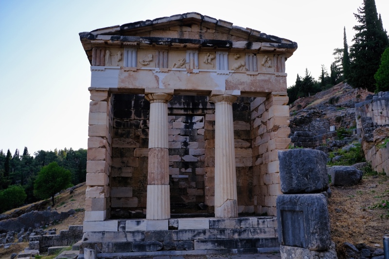 Ancient Temple at the Delphi Archeological site in Greece