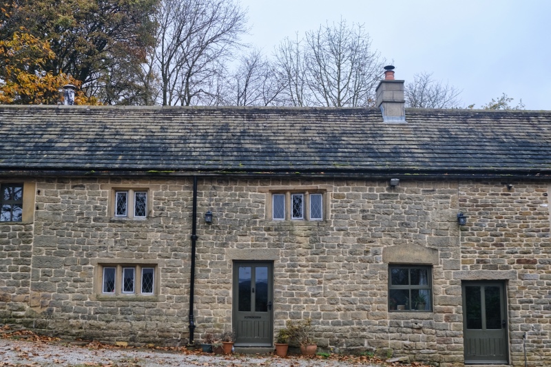 A home made of stone brick.