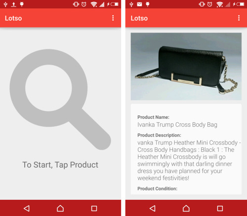 Screen grabs from the Android app I built during the YaaS hackathon in 2015.
