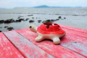 An ashtray, designed like a turtle, taken from Ko Lanta, Thailand. 2017. © Amha Mogus