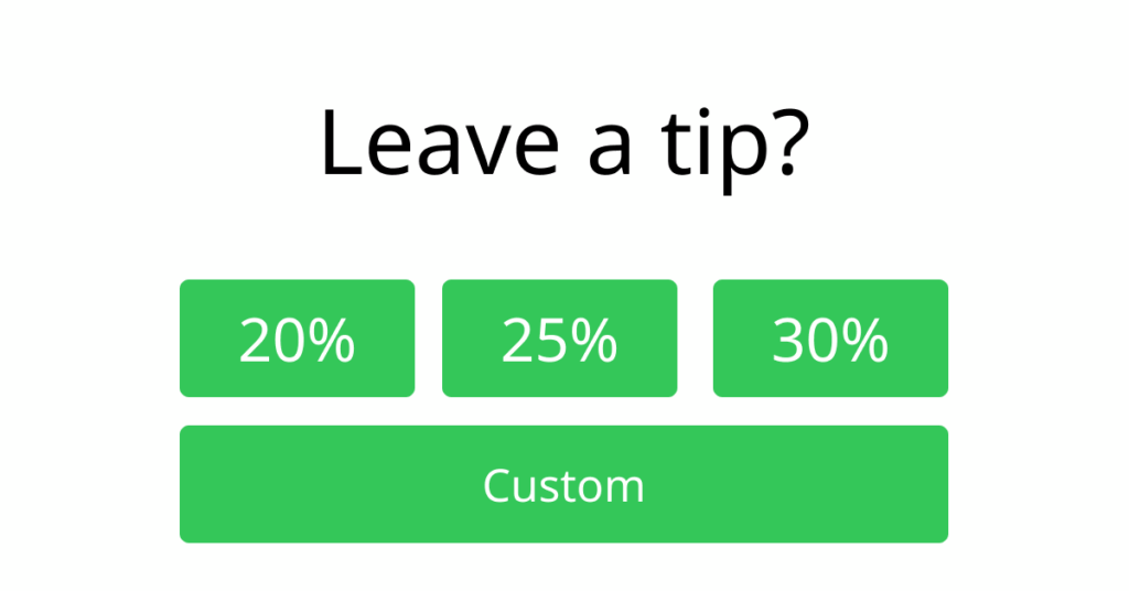 Leave a tip prompt typically displayed on a point-of-sale. © 2023 Amha Mogus